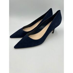 Marc Fisher Zala Navy Blue Suede Pointed Toe Kitten Heel Pumps Womens Size 8.5